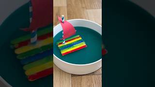 This DIY Popsicle Stick Boat REALLY FLOATS! 🚤 | Easy Kids STEM Activity #Shorts