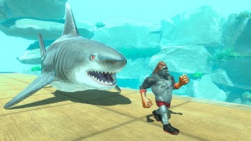 Escape from Megalodon ARK - Animal Revolt Battle Simulator