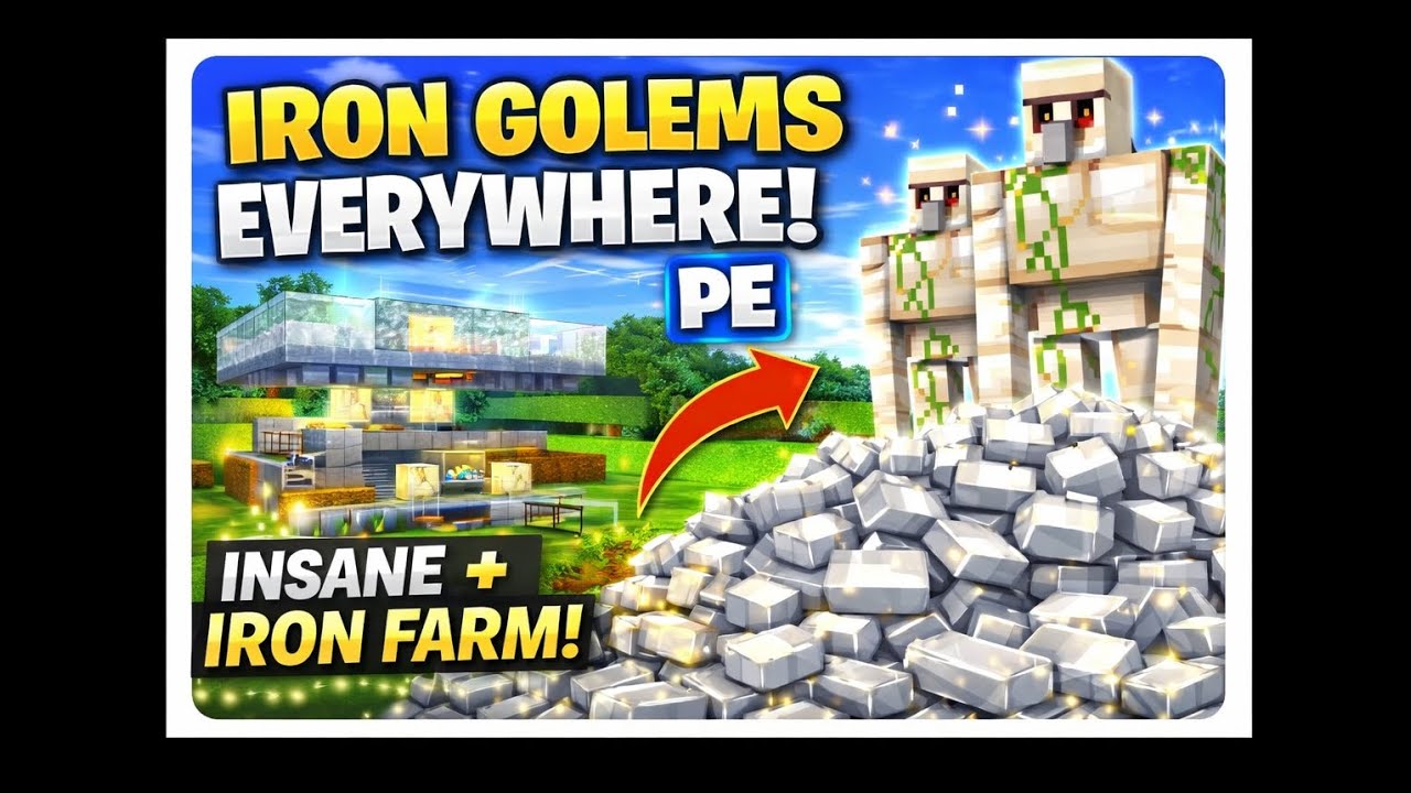 Best Iron Farm Minecraft Bedrock PE 1.21+ | EASY Survival Iron Farm l best farm