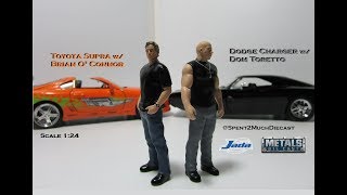 Supra with Brian Figure and Charger with Dom Figure (Jada / Metals Diecast) Fast And Furious *NEW*