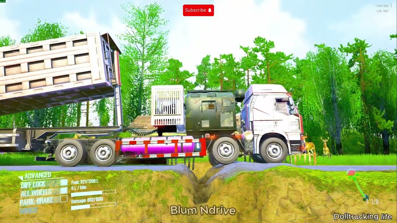 Truck vs Extreme Broken Road and Speed Bumps Ep 30 #mudrunner #spintires