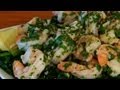 Spicy Garlic Shrimp Over Spinach