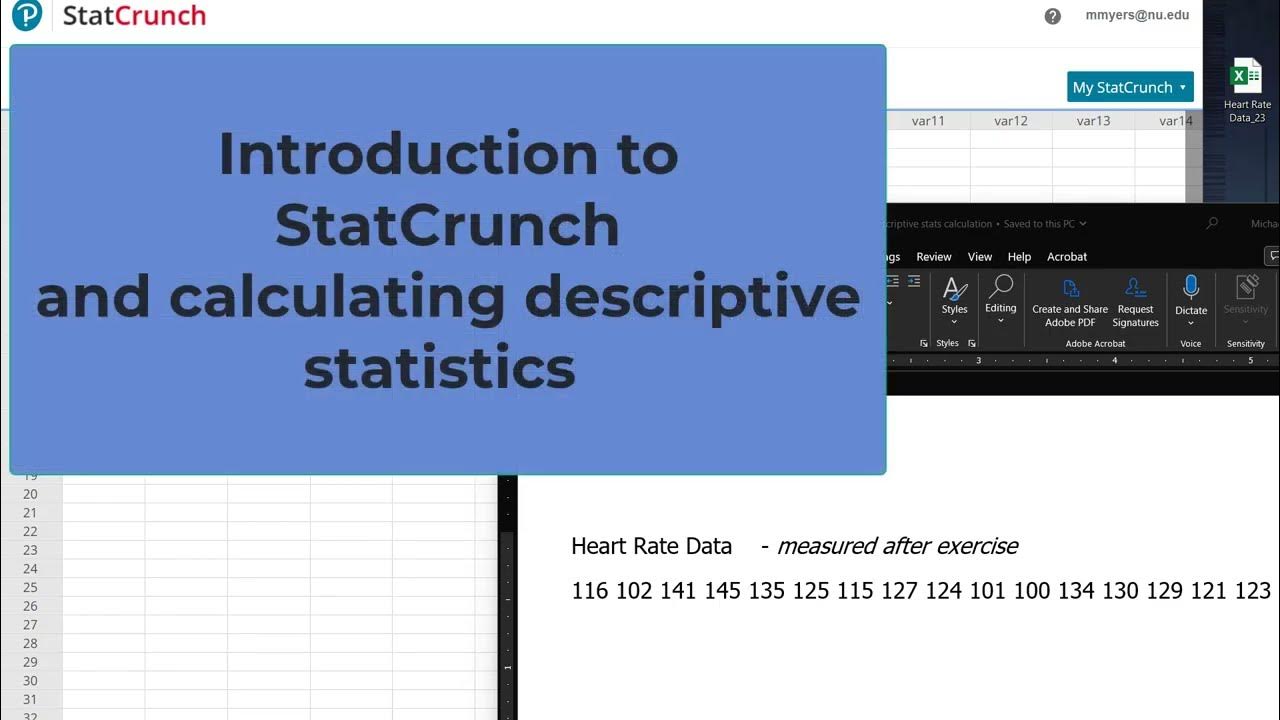Introduction to StatCrunch and Calculating Descriptive Statistics - YouTube