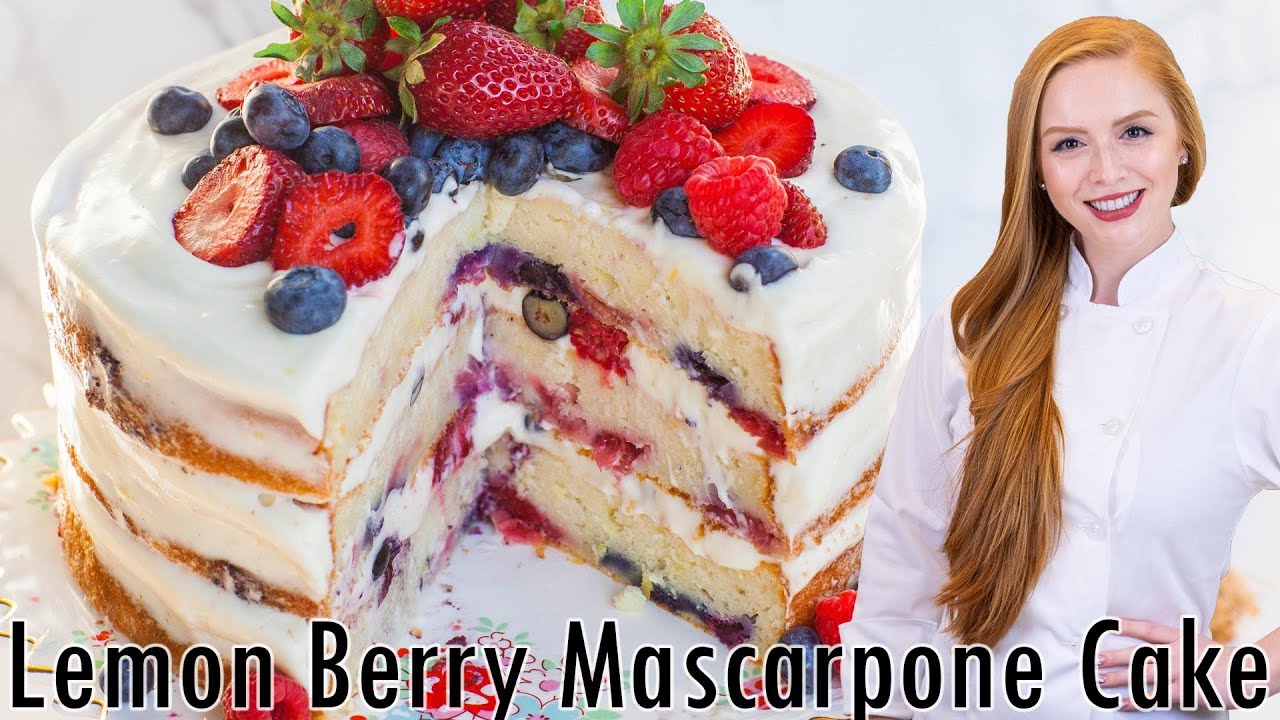 Lemon Berry Mascarpone Cake Recipe - With Lemon Mascarpone Frosting!!