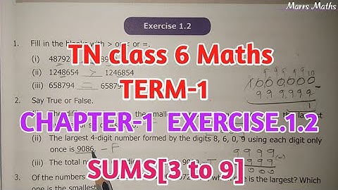 TN samacheer class 6 Maths chapter 1 Numbers/exercise 1.2/sums 3 to 9/Marrs Maths