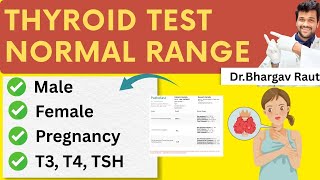 Thyroid Test Normal Range | T3, T4,TSH Normal Levels in Male, Female and Pregnancy