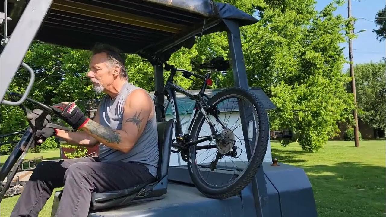 BICYCLE TAKES A RIDE ON THE FORKLIFT bicycle forklift goingforaride