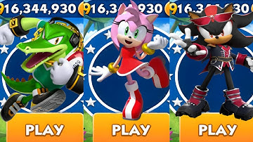 Sonic Dash - Vector vs Amy vs Idol shadow - All Characters Unlocked - Gameplay