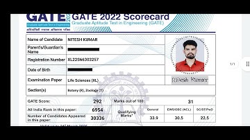 GATE 2022 ScoreCard | How GATE Scorecard Look Like #gate2022 #scorecard #qualified