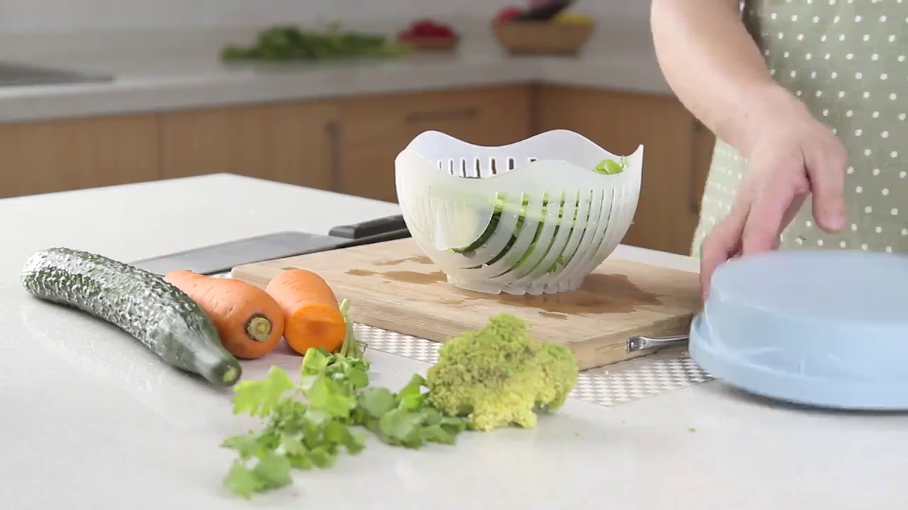 Quick Salad Cutter Bowl – Easy Vegetable Chopper Cutter - YouTube