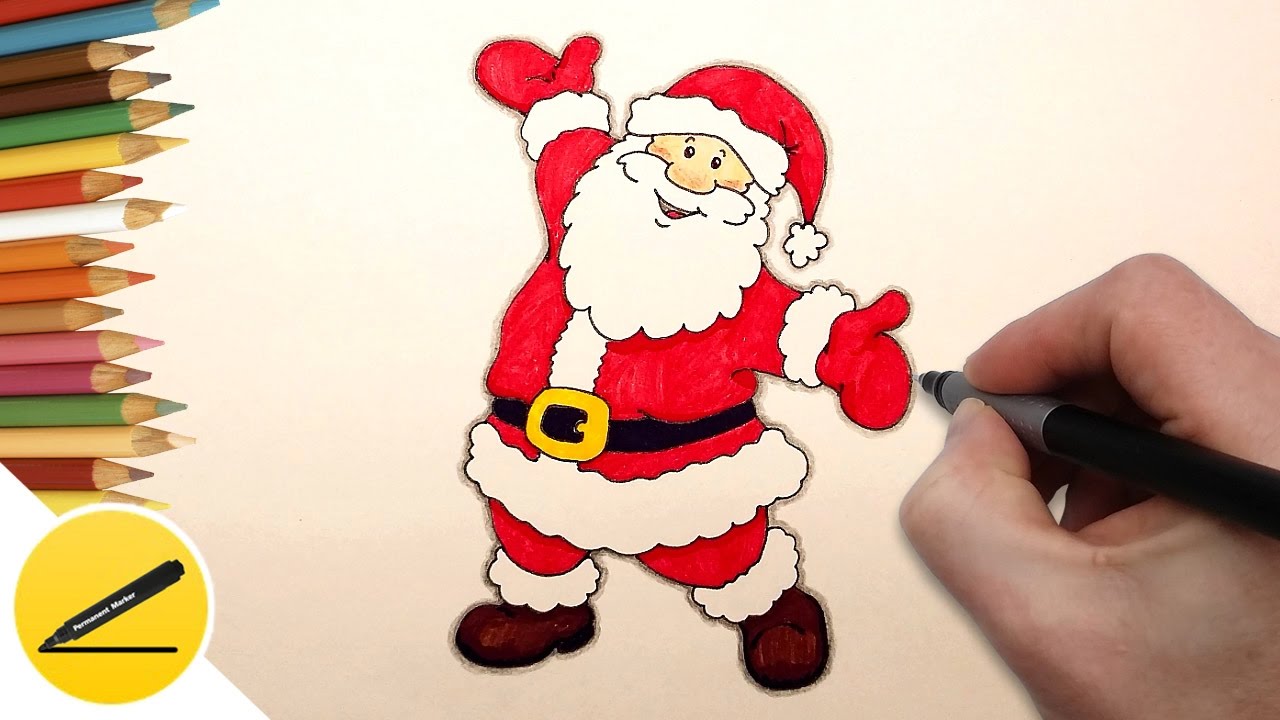 How to Draw Santa Claus Step by Step Easy - Christmas drawings - YouTube