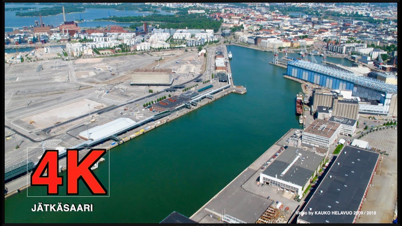 Aerial photos of Helsinki and Espoo for 2009. 4K
