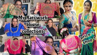 My Aari Work Blouses Collections with price and shop details ❣️ Most requested Video💯