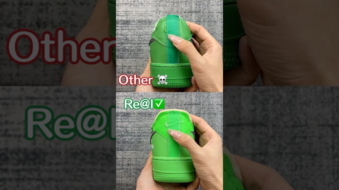 Оригинальные и поддельные зеленые кроссовки Nike Air Force 1 Off-White 