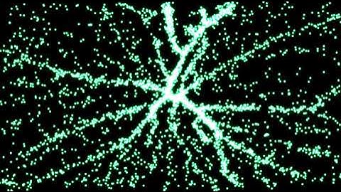 Green Particles on Vector Field with venation pattern (openframeworks)