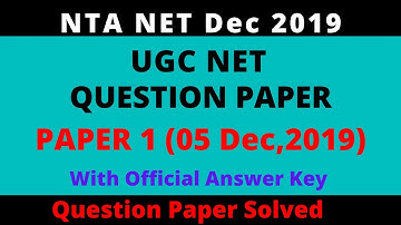 NTA NET Paper 1 ( 5 Dec, 2019 ) II Question Paper solved with Official Answer Key II Studycoach