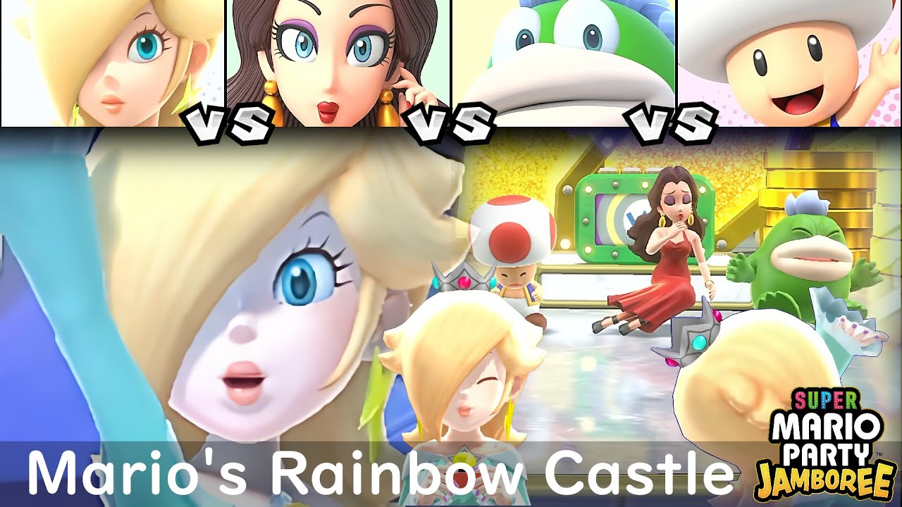 Super Mario Party Jamboree Rosalina vs Pauline vs Spike vs Toad in Mario's Rainbow Castle