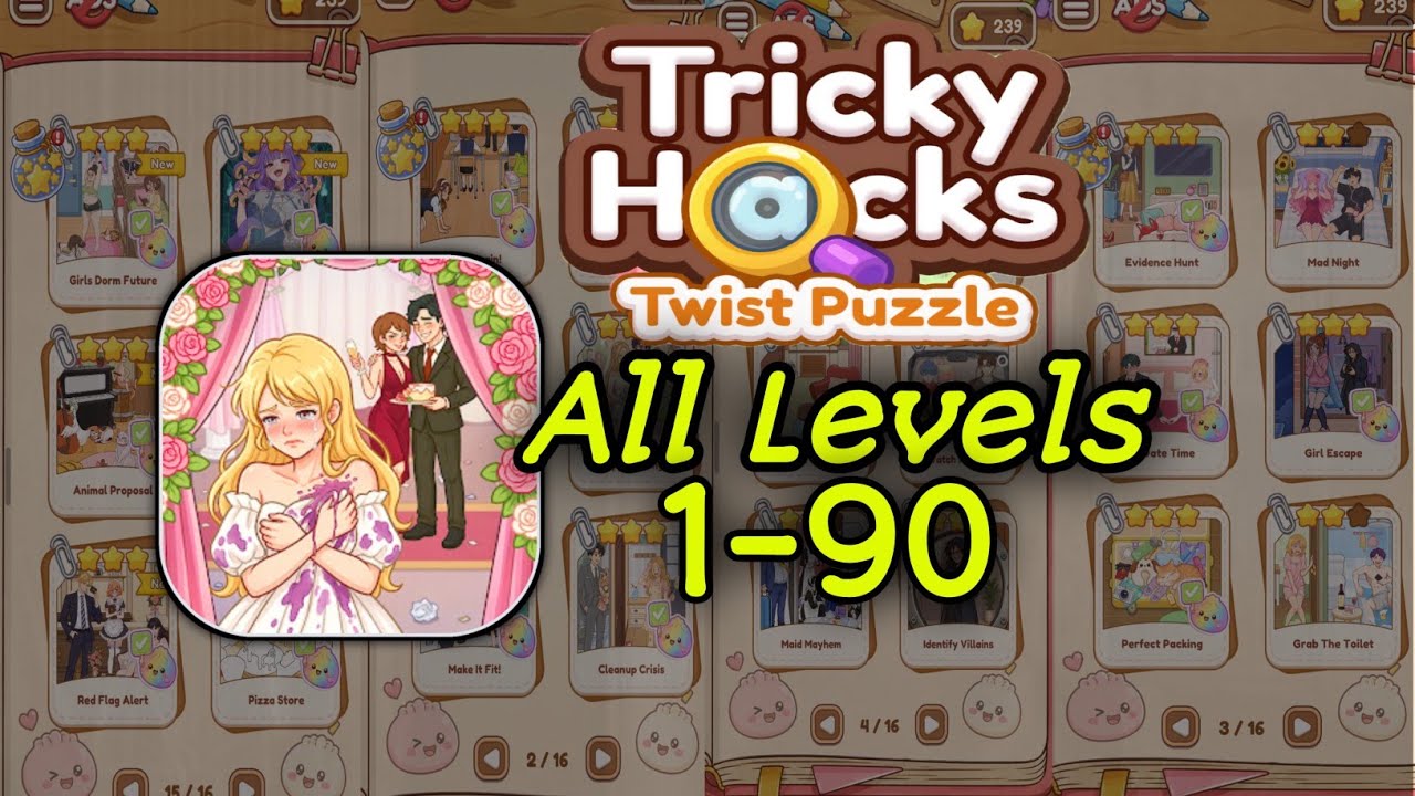 Tricky Hacks Twist Puzzle All levels 1-90 Walkthrough Solution