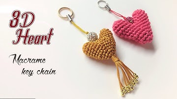 How to make 3D heart macrame key chain - Step by step macrame tutorial - Hướng dẫn thắt trái tim 3D