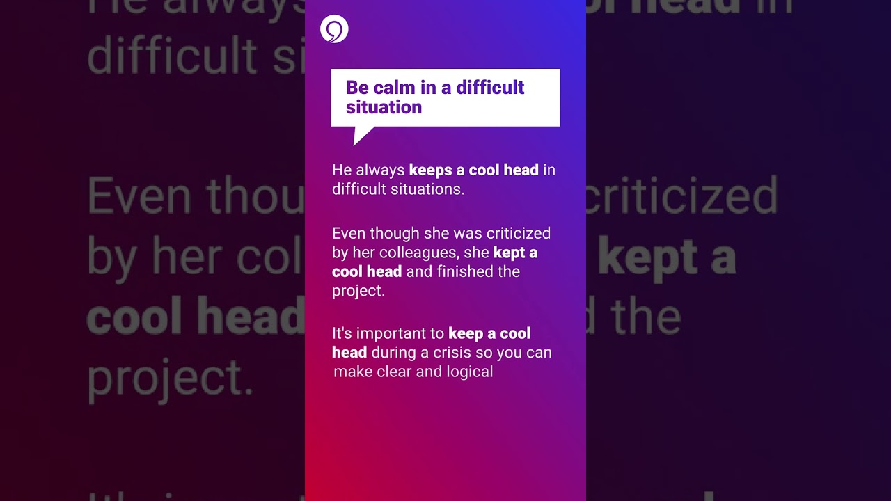 Meaning And Usage Of The Word "Keep A Cool Head" 😎 | Master with ESL
