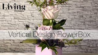 Lavender Rose Florist Vertical Design with Royal Flowers in a FlowerBox