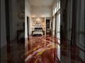 Bedroom Transformation 😱 Luxury Metallic Epoxy Floor | Red White Yellow Marble Effect #shorts