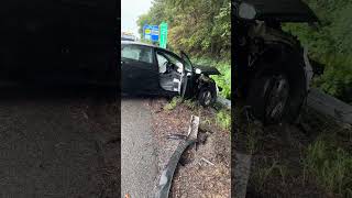 Wet roads and the over 65mph don t mix Mile marker 21 eastbound people is ok