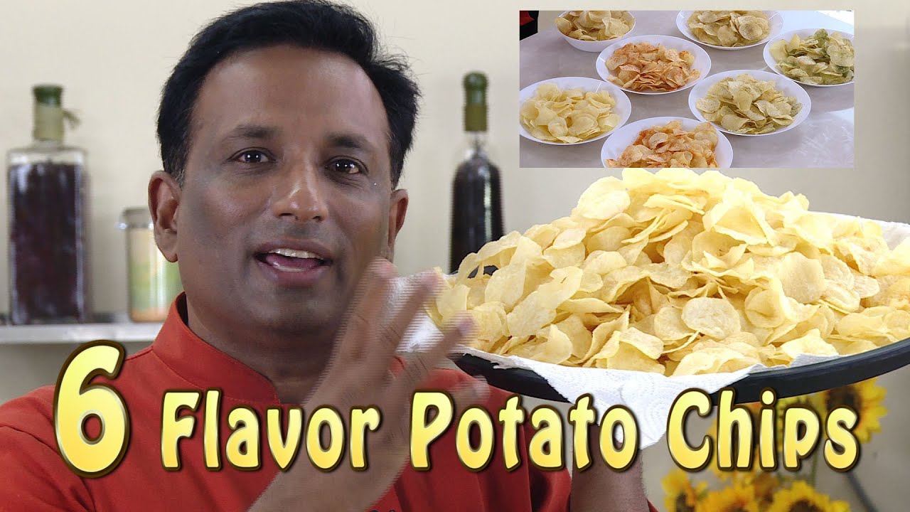 Potato Chips Home Made  - 6 Flavors - Mint -Tangy - Sweet - Garlic Chilli - Crispy Aloo Chips | Vahchef - VahRehVah