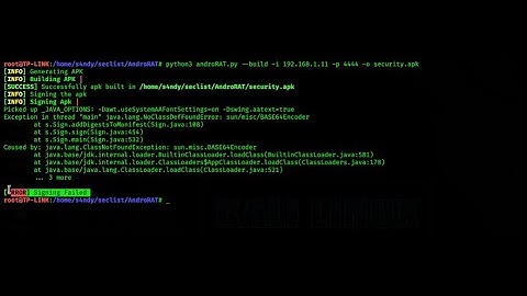 How to Fix AndroRAT [ERROR] signing failed when Build .apk #AndroRAT #Kalilinux #Hackingtutorial