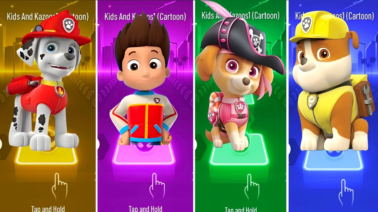 Marshall VS Ryder VS Rubble VS Paw Patrol - Tiles Hop EDM Rush