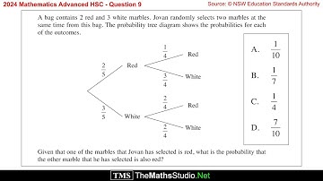 2024 Maths Advanced HSC Q9 Find conditional probability of 2-stage event given tree diagram