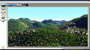 Bryce 7.1 Pro Advanced - rendering trees on a terrain - by David Brinnen.
