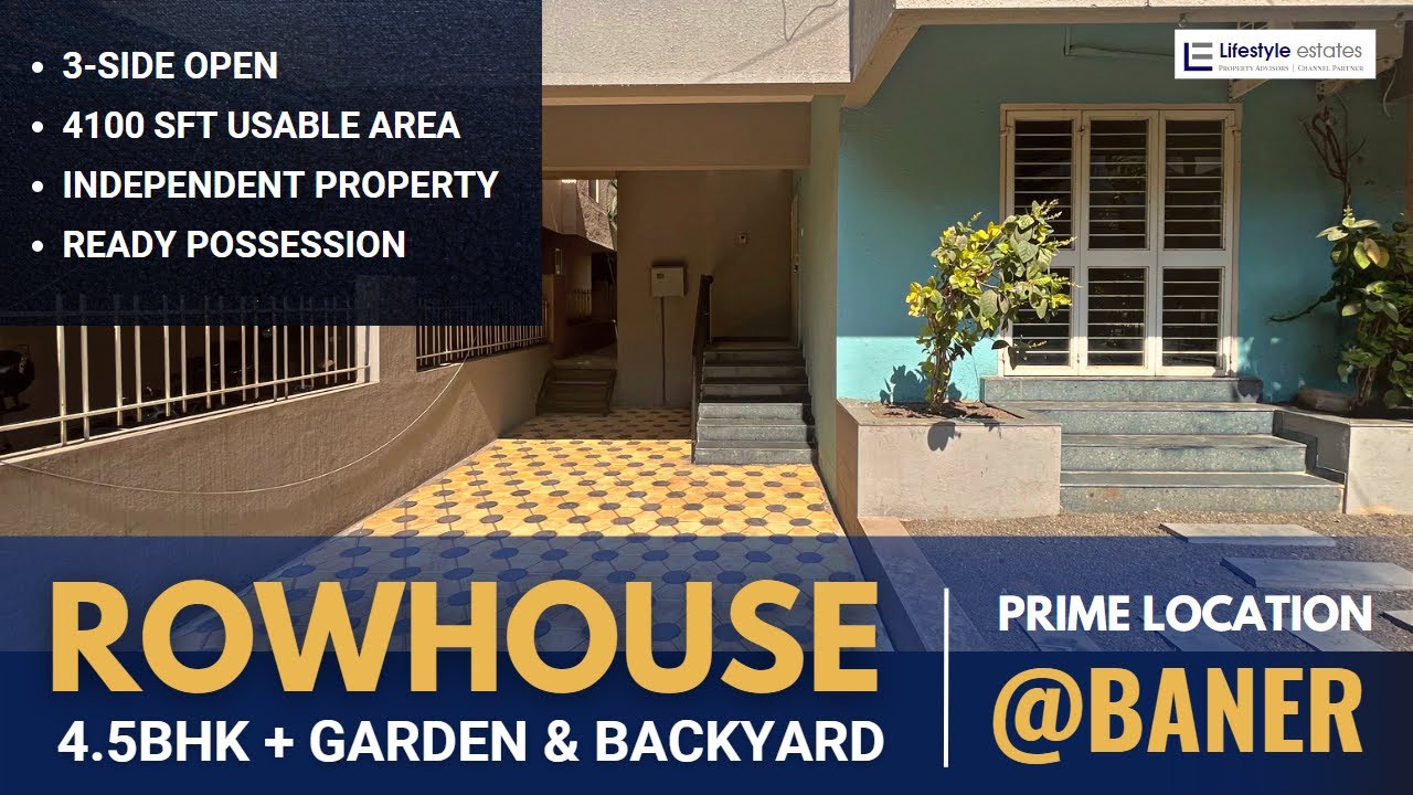 4.5BHK Well Maintained Rowhouse for sale Baner 3Side Open with Garden & Backyard Ready