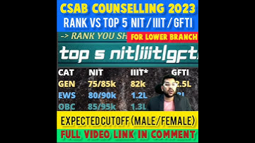 CSAB COUNSELLING 2023 | RANK VS TOP 5 NIT/IIIT/GFTI | EXPECTED CUTOFF FOR LOWER BRANCH #shorts