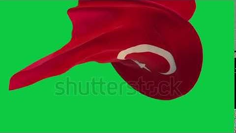 Turkey flag ribbon transitions loop green screen 4k