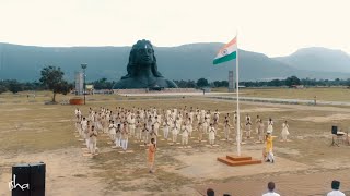 Sadhguru hoists the Indian flag at Isha Yoga Center during the 75th Independence Day Celebrations