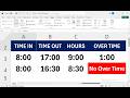 How To Calculate logical over time formula in excel