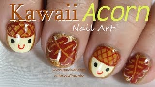 Kawaii Acorn Nail Art