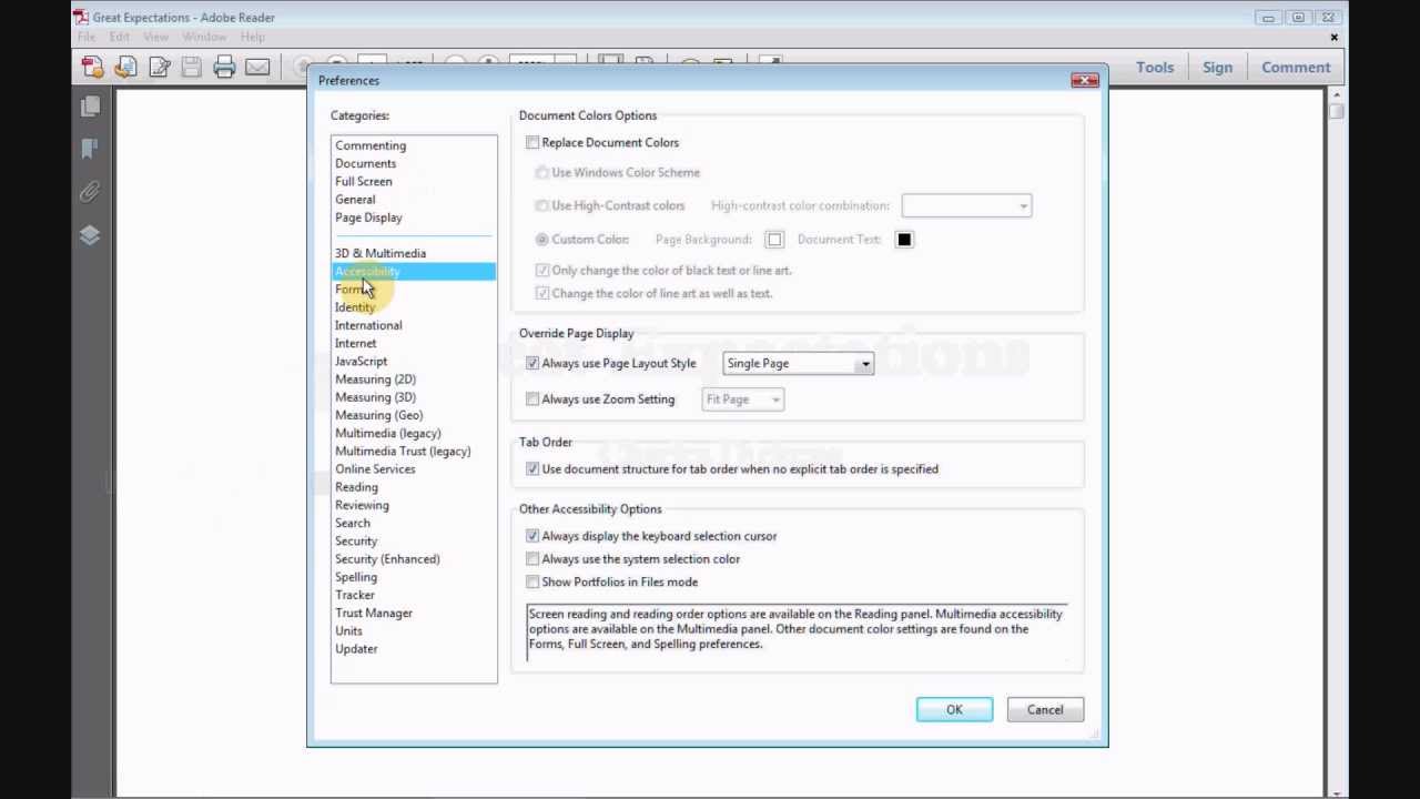 How to change the page background color on Adobe Reader - YouTube