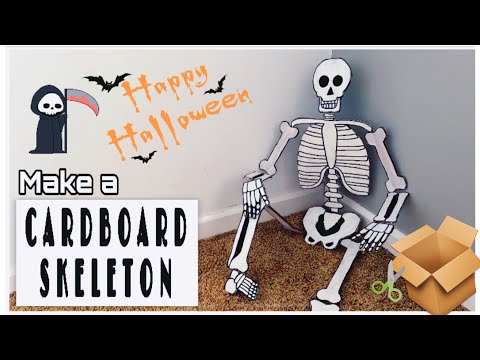 DIY | How to make a skeleton using cardboard box for Halloween - YouTube