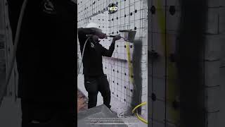 Fast cement mortar application tool: Perfect pneumatic wall plaster spray gun hopper