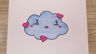 رسم اطفال/رسم سحابة كيوت/رسم غيمة️/رسم سهل خطوة بخطوة للمبتدئين/how to draw a cute cloud