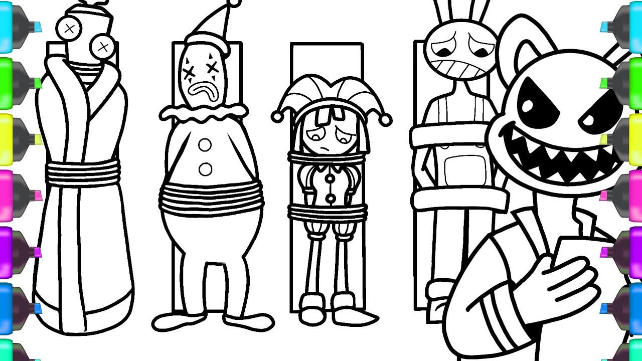 Coloring Pages Sad Story Pomni and Friends VS CatNap From Poppy ...