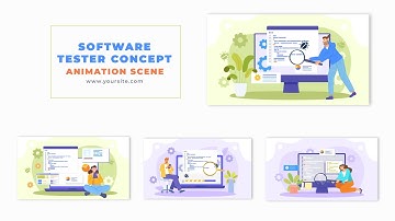 Flat Design Software Engineer Testing Concept Animation Scene After Effects Template