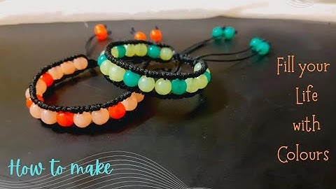 Beaded Bracelet Tutorial 🧡💚#macramebracelet #diybracelet