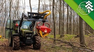 Holz rücken mit Hürlimann H 306 XE und Tajfun Seilwinde