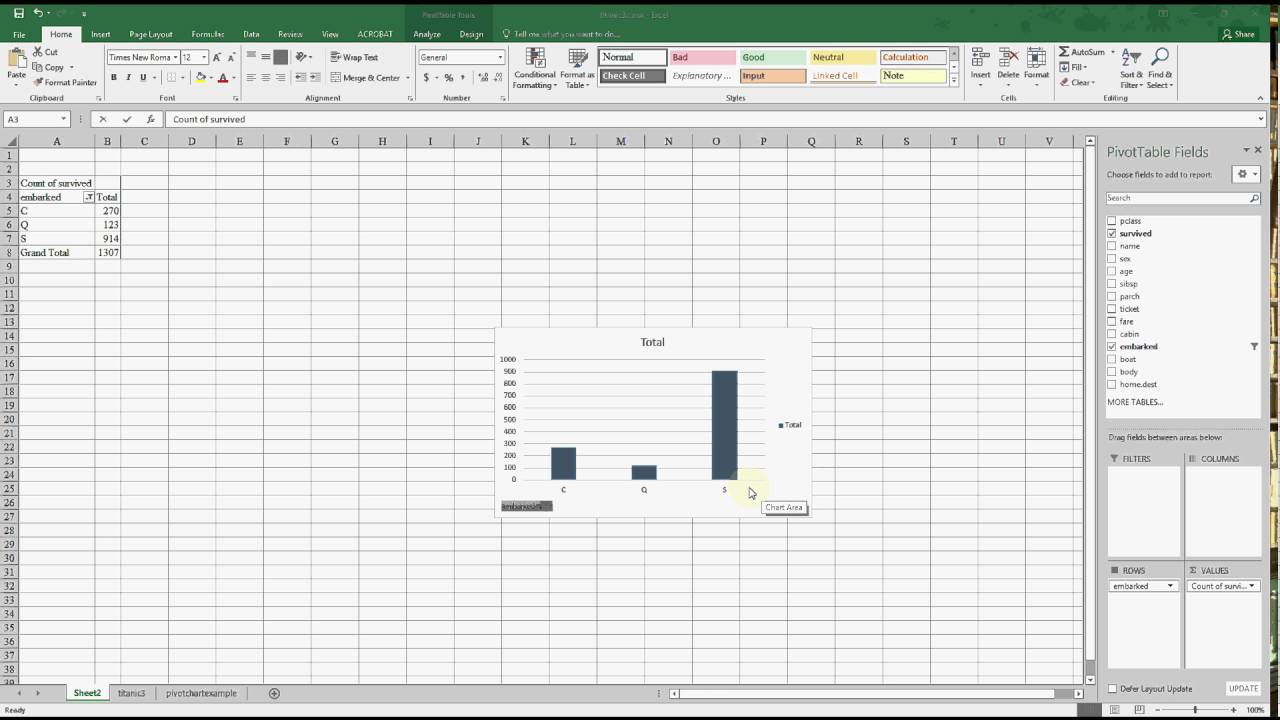 Excel: (pivot) bar charts using raw data - YouTube