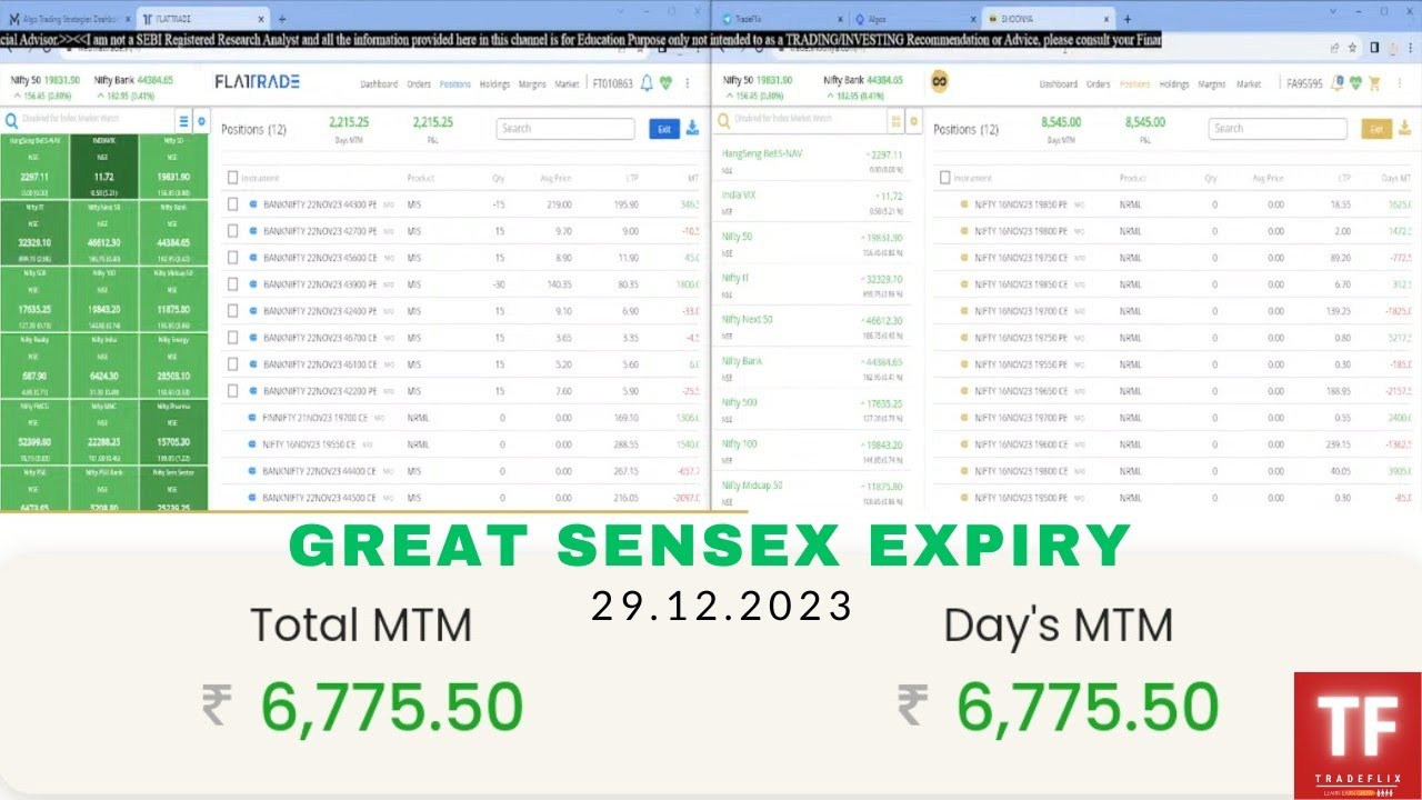 LIVE STREAMING OF ALGO TRADING 29.12.2023 - EPISODE 111 SENSEX EXPIRY GONE GREAT