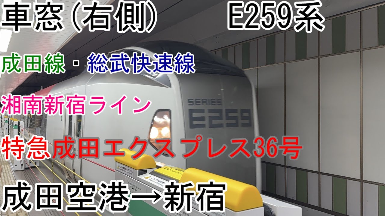 [車窓]E259系[成田エクスプレス36号]成田空港→新宿[成田線・総武快速線・湘南新宿ライン]