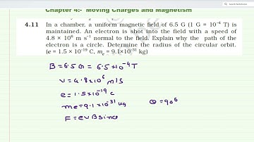 In a chamber, a uniform magnetic field of 6.5 G (1 G = 10–4 T) ismaintained. An electron is shot int